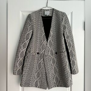 Addison Black & White Embroidered Longline Soft Blazer